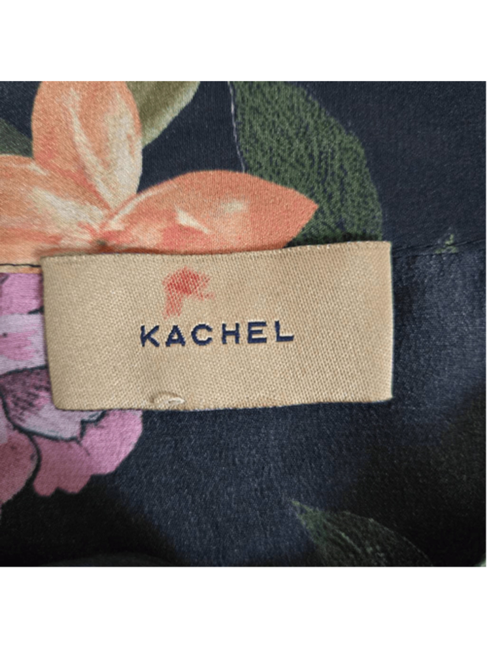 Kachel Womens Ruffle Silk Floral Midi Dress Size 8 Black Tiered Fairy Romantic - Picture 5 of 9